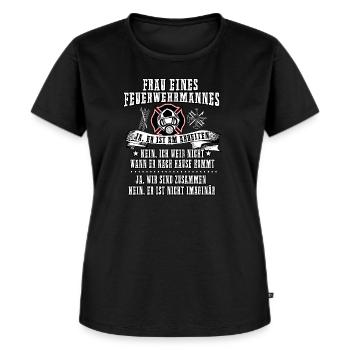 Feuerwehr Tshirt-Feuerwehrpaar - Frauen Premium Bio T-Shirt - Schwarz - Vorne - Selfina (174cm)
