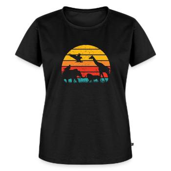Vintage Retro Sunset Art Of Zoo Wild Animal - Frauen Premium Bio T-Shirt - Schwarz - Vorne - Selfina (174cm)