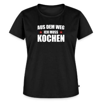 Aus dem Weg ich muss kochen - Frauen Premium Bio T-Shirt - Schwarz - Vorne - Selfina (174cm)