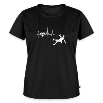 Rock climbing Heartbeat - Women's Premium Organic T-shirt - black - Front - Selfina (174cm)