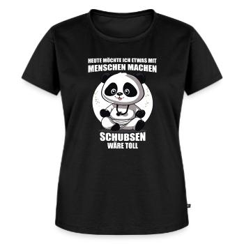Gerne was mit Menschen machen schubsen wäre toll - Frauen Premium Bio T-Shirt - Schwarz - Vorne - Selfina (174cm)