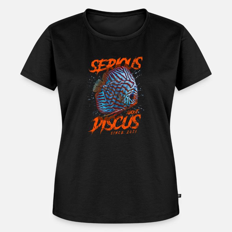 Ernsthaft mit Diskusfischen seit 2021 - Frauen Premium Bio T-Shirt - Schwarz