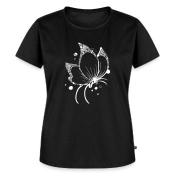 Schmetterling Schmetterling Blumenmuster - Frauen Premium Bio T-Shirt - Schwarz - Vorne - Selfina (174cm)