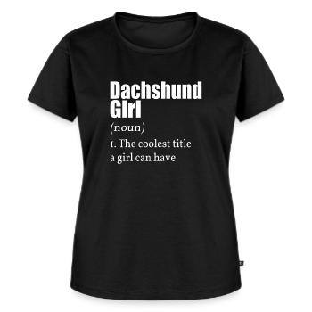 Dachshund Girl Gift Den coolaste titeln Encyclopedia - Ekologisk premium-T-shirt dam - svart - Fram - Selfina (174cm)