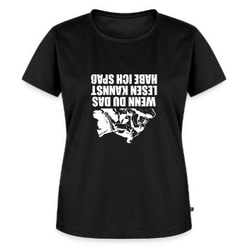 Abenteuerlust Geschenkidee Klettern Kopfüber - Frauen Premium Bio T-Shirt - Schwarz - Vorne - Selfina (174cm)