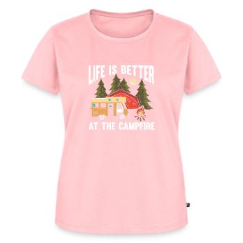 La vie est meilleure au campeur Campfire Camping Camper - T-shirt Premium bio Femme - rose - Devant - AI Model Female 172 dark (172cm)