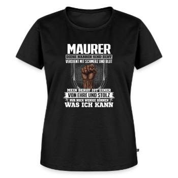 MAURER - Ehre und Stolz - Frauen Premium Bio T-Shirt - Schwarz - Vorne - Selfina (174cm)