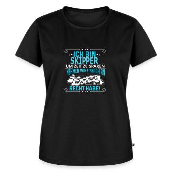 SKIPPER - Frauen Premium Bio T-Shirt - Schwarz - Vorne - Selfina (174cm)