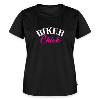 Biker motorfiets - Vrouwen Premium Bio T-shirt - zwart - Voor - Selfina (174cm)