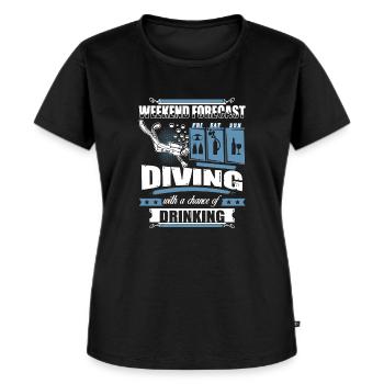 Wochenend-Vorhersage-Sporttauchen-T-Shirt - Frauen Premium Bio T-Shirt - Schwarz - Vorne - Selfina (174cm)