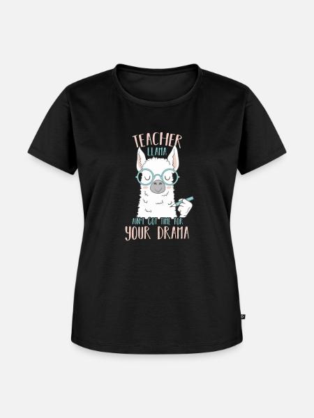 Teacher Llama - Frauen Premium Bio T-Shirt - Schwarz