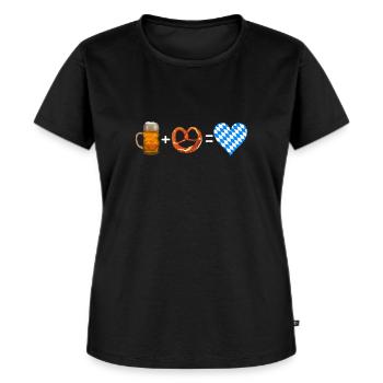 Bier und Breze Bayern - Frauen Premium Bio T-Shirt - Schwarz - Vorne - Selfina (174cm)