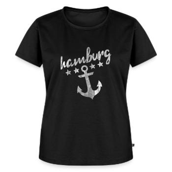 Hamburg Anker - Frauen Premium Bio T-Shirt - Schwarz - Vorne - Selfina (174cm)