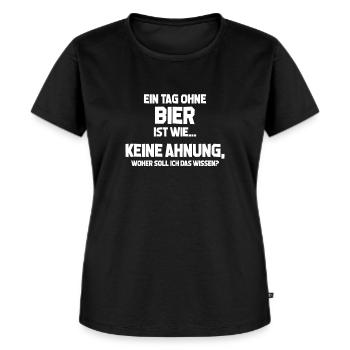 Tag ohne Bier? Unmöglich - Geschenk - Frauen Premium Bio T-Shirt - Schwarz - Vorne - Selfina (174cm)