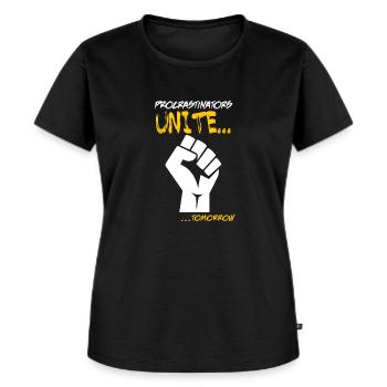 Prokrastination vereint morgen - Frauen Premium Bio T-Shirt - Schwarz - Vorne - Selfina (174cm)