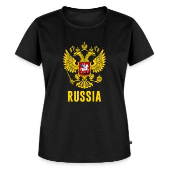 Russian rossia wappen russland flagge t-shirt - Frauen Premium Bio T-Shirt - Schwarz - Vorne - Selfina (174cm)