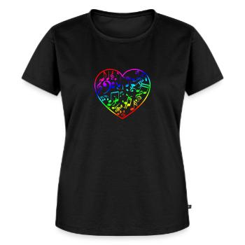 Regenbogen Herz Musik Hemd für Gesang und Klänge S - Frauen Premium Bio T-Shirt - Schwarz - Vorne - Selfina (174cm)
