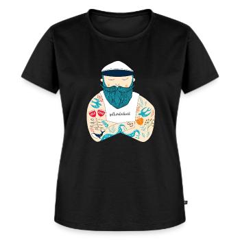 Meer, Salz und Liebe I Skandinavischer Seemann - Frauen Premium Bio T-Shirt - Schwarz - Vorne - Selfina (174cm)