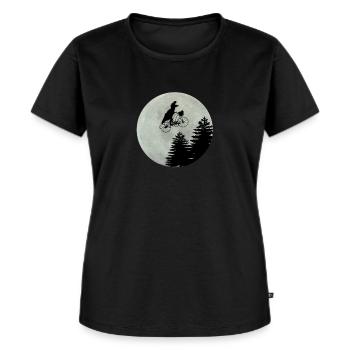 farrad Dino Dinosaurier Mond Vollmond Geschenk fun - Frauen Premium Bio T-Shirt - Schwarz - Vorne - Selfina (174cm)