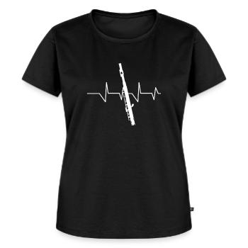 Piccolo - Piccolo T-Shirt - Piccoloist Herzschlag - Frauen Premium Bio T-Shirt - Schwarz - Vorne - Selfina (174cm)