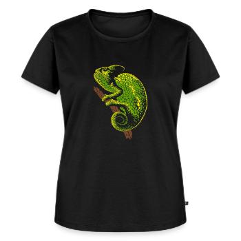 Chamäleon Reptil - Frauen Premium Bio T-Shirt - Schwarz - Vorne - Selfina (174cm)