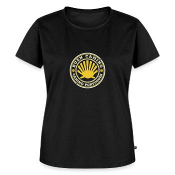Jakobsweg Camino Portugues Buen Camino - Frauen Premium Bio T-Shirt - Schwarz - Vorne - Selfina (174cm)