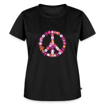 Flower power Friedenszeichen Frieden Hippie - Frauen Premium Bio T-Shirt - Schwarz - Vorne - Selfina (174cm)