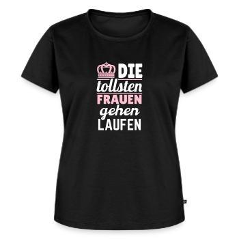 Frauen Mädchen Läufer Shirt Sport Geschenkidee - Frauen Premium Bio T-Shirt - Schwarz - Vorne - Selfina (174cm)