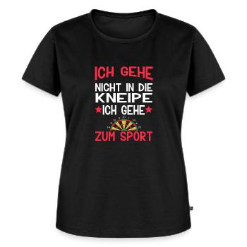 Gehe nicht in die Kneipe, ich gehe zum Sport Darts - Frauen Premium Bio T-Shirt - Schwarz - Vorne - Selfina (174cm)