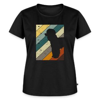 Retro Pudel Hunde - Frauen Premium Bio T-Shirt - Schwarz - Vorne - Selfina (174cm)