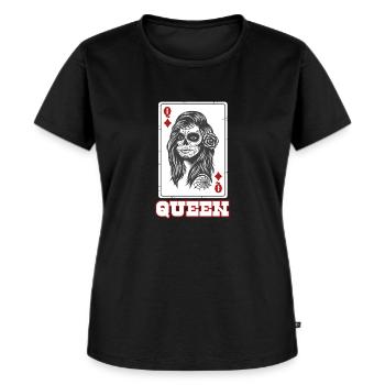 Queen Card Caro - Frauen Premium Bio T-Shirt - Schwarz - Vorne - Selfina (174cm)