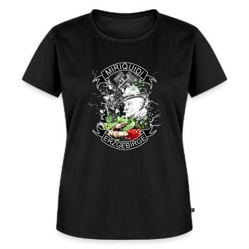 Miriquidi - Erzgebirge Bergbau und Heimat - Frauen Premium Bio T-Shirt - Schwarz - Vorne - Selfina (174cm)