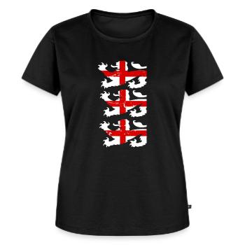 England Euro 21 English Three Lions Supporting Fan - Frauen Premium Bio T-Shirt - Schwarz - Vorne - Selfina (174cm)