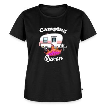 Camping Queen - Frauen Premium Bio T-Shirt - Schwarz - Vorne - Selfina (174cm)