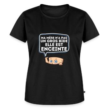 humour femme enceinte tshirt annonce grossesse - T-shirt Premium bio Femme - noir - Devant - Selfina (174cm)