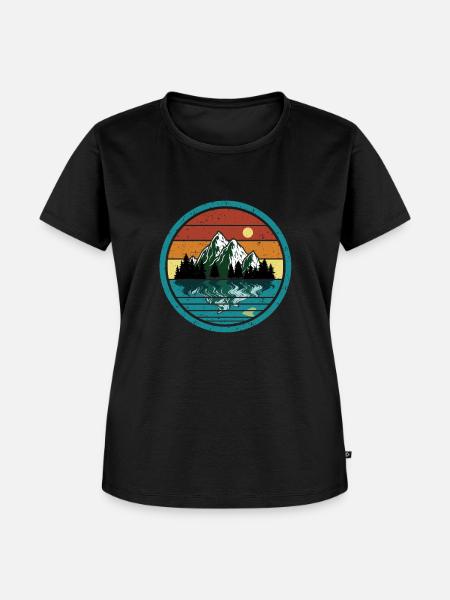 Berge mit Spiegelung - Frauen Premium Bio T-Shirt - Schwarz