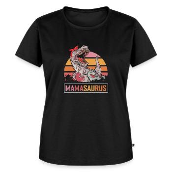 Fête des mères Maman Mamasaurus Dinosaure Mama T Rex - T-shirt Premium bio Femme - noir - Devant - Selfina (174cm)