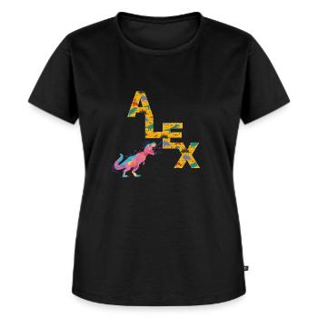 ALEX - Beautiful boy name with cute dinosaurs - Women's Premium Organic T-shirt - black - Front - Selfina (174cm)