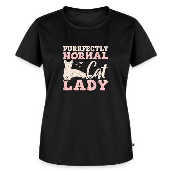 Purrfectly Normal Cat Lady Cat maman Love Cats Drôle - T-shirt Premium bio Femme - noir - Devant - Selfina (174cm)