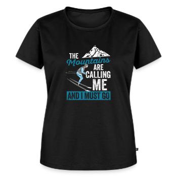 Skiing Winter sports Skiers The mountains are calling - Women's Premium Organic T-shirt - black - Front - Selfina (174cm)