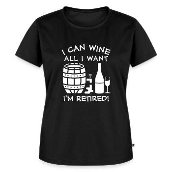 Ich kann Wein so viel ich will - Frauen Premium Bio T-Shirt - Schwarz - Vorne - Selfina (174cm)