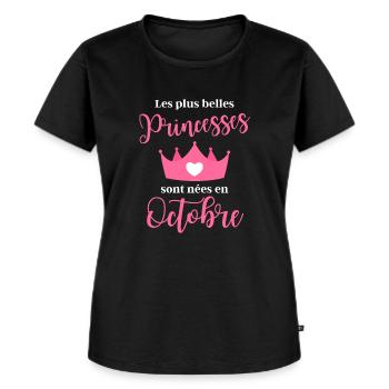 Tee-shirt femme personnalisé - T-shirt Premium bio Femme - noir - Devant - Selfina (174cm)