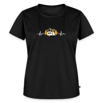 Heartbeat Camping Lustig Lagerfeuer Liebhaber Camp - Frauen Premium Bio T-Shirt - Schwarz - Vorne - Selfina (174cm)