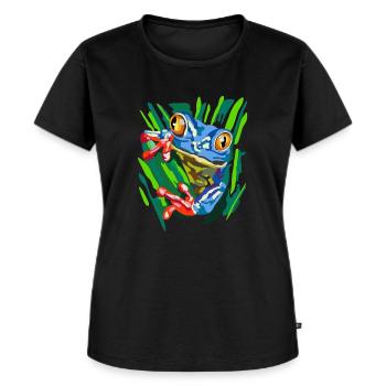 Frosch am Baum - Frauen Premium Bio T-Shirt - Schwarz - Vorne - Selfina (174cm)