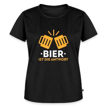 Bier ist die Antwort - Frauen Premium Bio T-Shirt - Schwarz - Vorne - Selfina (174cm)