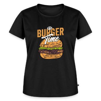 C’est l’heure du hamburger Hamburger Food Pain à la viande - T-shirt Premium bio Femme - noir - Devant - Selfina (174cm)