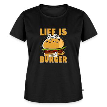 La vie est meilleure avec burger viande petits pains nourriture hamburger - T-shirt Premium bio Femme - noir - Devant - Selfina (174cm)