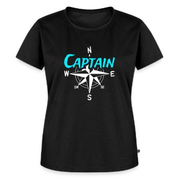 Captain Bootscrew Skipper Segler Crew Kapitän - Frauen Premium Bio T-Shirt - Schwarz - Vorne - Selfina (174cm)