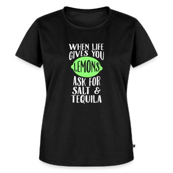 Wenn das Leben dir Zitronen gibt, frag nach Salz Tequila - Frauen Premium Bio T-Shirt - Schwarz - Vorne - Selfina (174cm)
