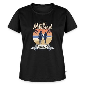 just, married, years, ago, mÃ¤nner, frauen, silber - Frauen Premium Bio T-Shirt - Schwarz - Vorne - Selfina (174cm)